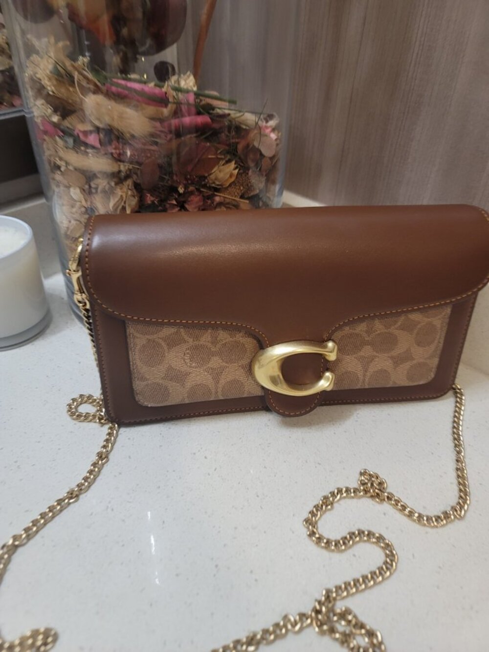 Coach Women's Brown Tabby Signature Chain-Linked Crossbody Bag NWT - Picture 3 of 10